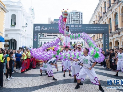 澳門“2019武林群英會”舉行武術(shù)龍獅巡游